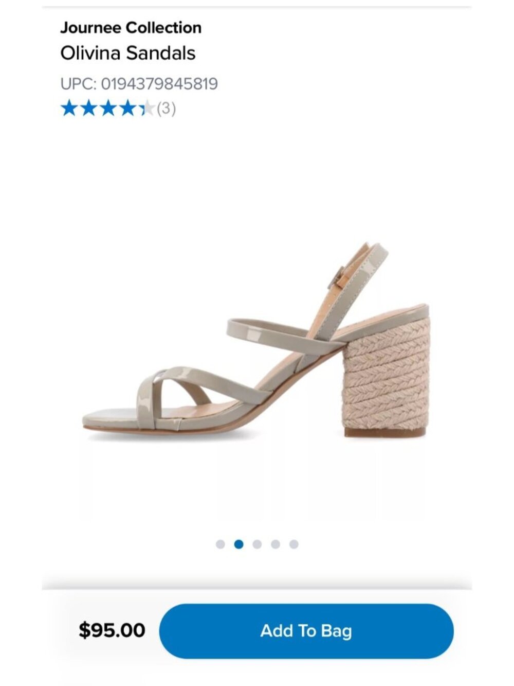 Journee Collection Olivina Taupe Faux Patent Leather Block Heel Sandals Size 9 - Picture 5 of 11